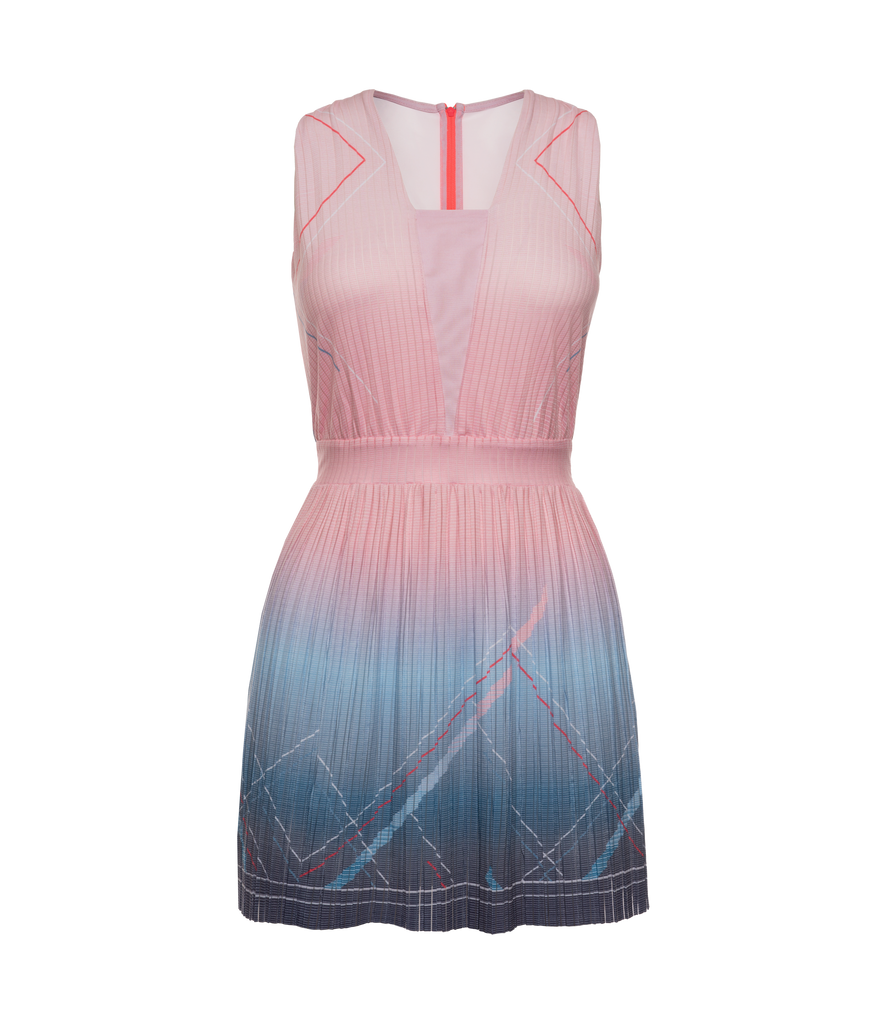 196046-466 | DEEP V PLEATED DRESS | SILVERLAKE BLUE