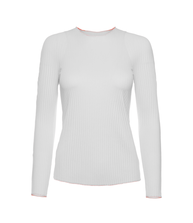 196052-100 | PLEATED L/S CREW | WHITE