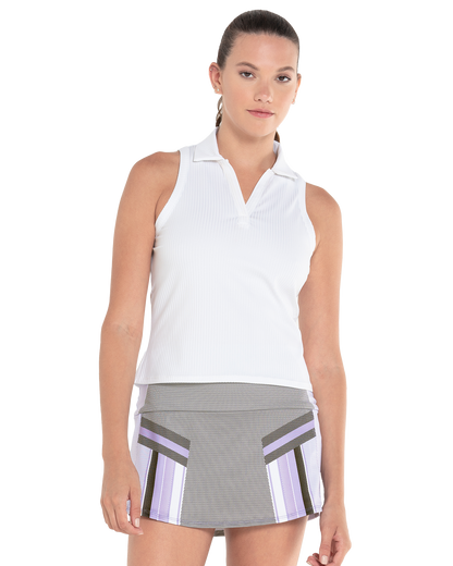 197231-100 | SLEEVELESS RIB POLO | WHITE