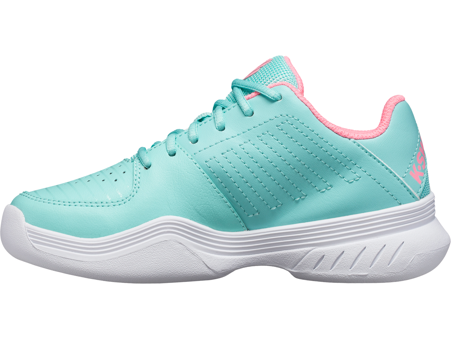 56934-437-M | COURT EXPRESS CARPET | ARUBA BLUE/SOFT NEON PINK/WHITE