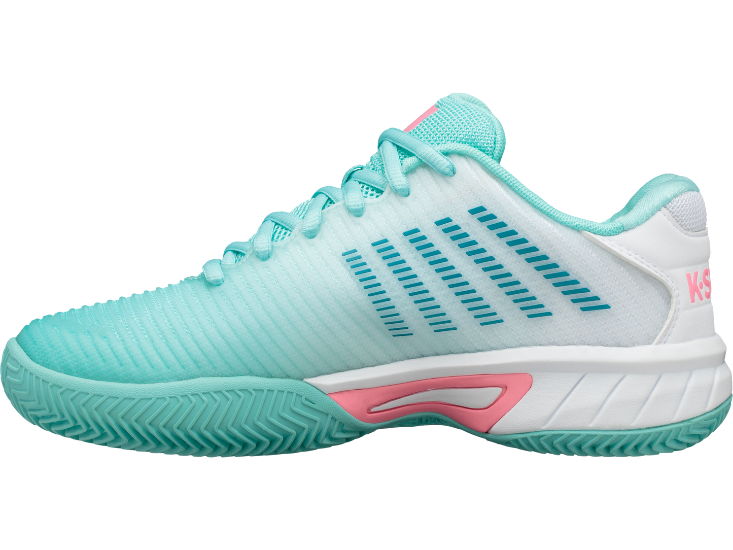 86614-439-M | HYPERCOURT EXPRESS 2 CLAY | ARUBA BLUE/WHITE/SOFT NEON PINK