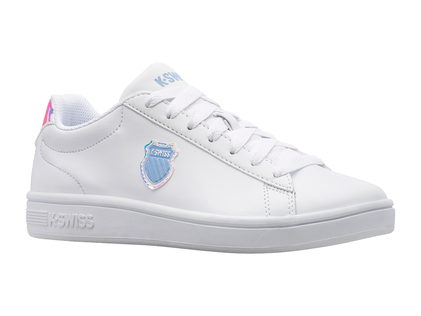 96599-161-M | COURT SHIELD | WHITE/CHAMBRAY BLUE/SAND CORAL