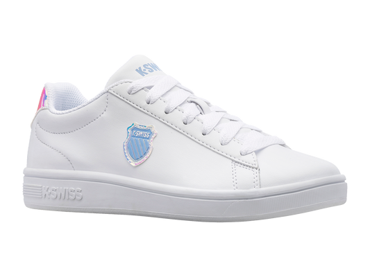 96599-161-M | COURT SHIELD | WHITE/CHAMBRAY BLUE/SAND CORAL