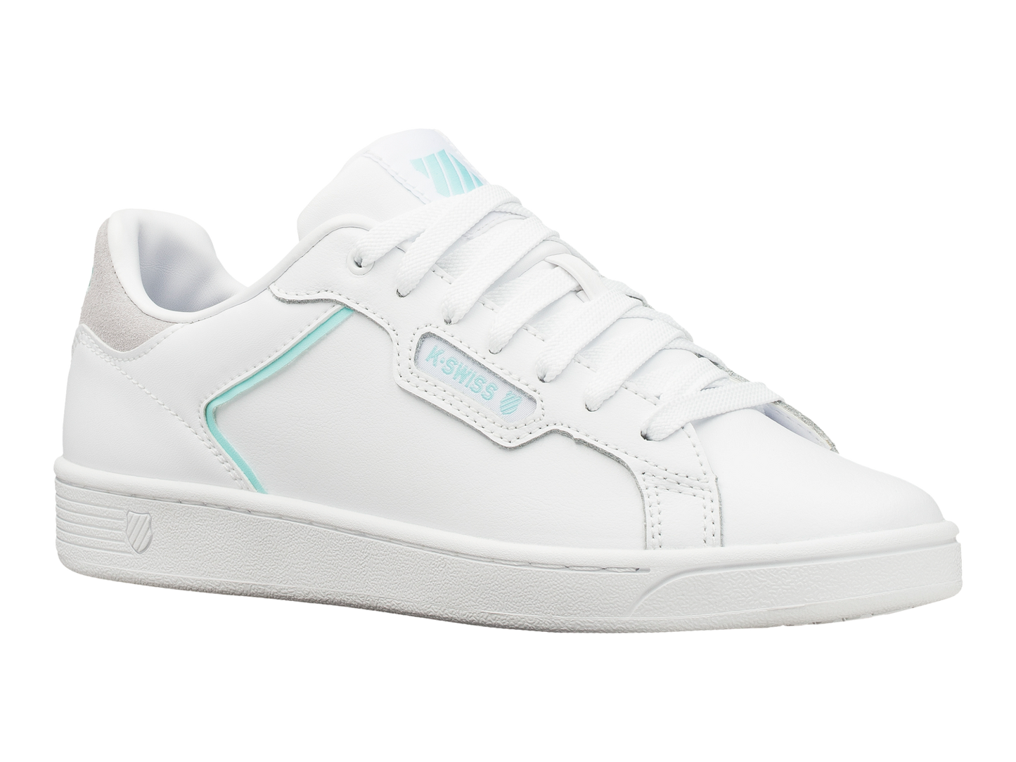 96347-124-M | WOMENS CLEAN COURT II CMF | WHITE/ARUBA BLUE/VAPOR BLUE