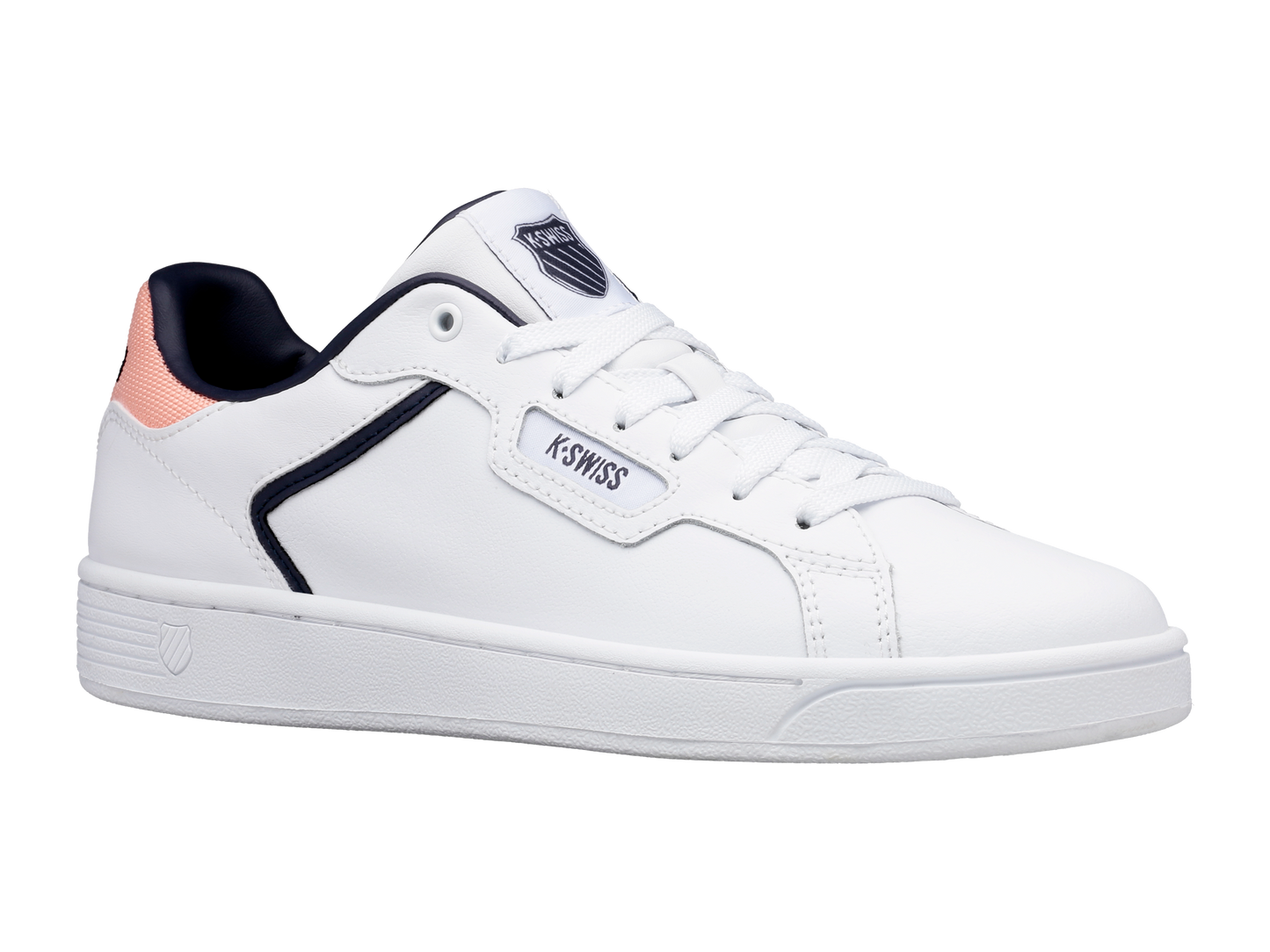 96347-145-M | WOMENS CLEAN COURT II CMF | WHITE/GRAYSTONE/PEACH NECTAR