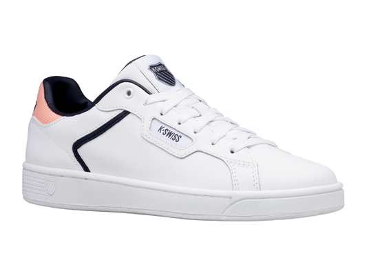 96347-145-M | WOMENS CLEAN COURT II CMF | WHITE/GRAYSTONE/PEACH NECTAR